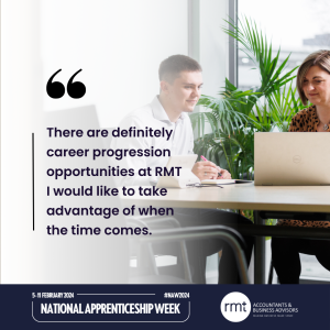 NAW2024 James Hopkinson, apprentice at RMT Accountants, National Apprenticeship Week